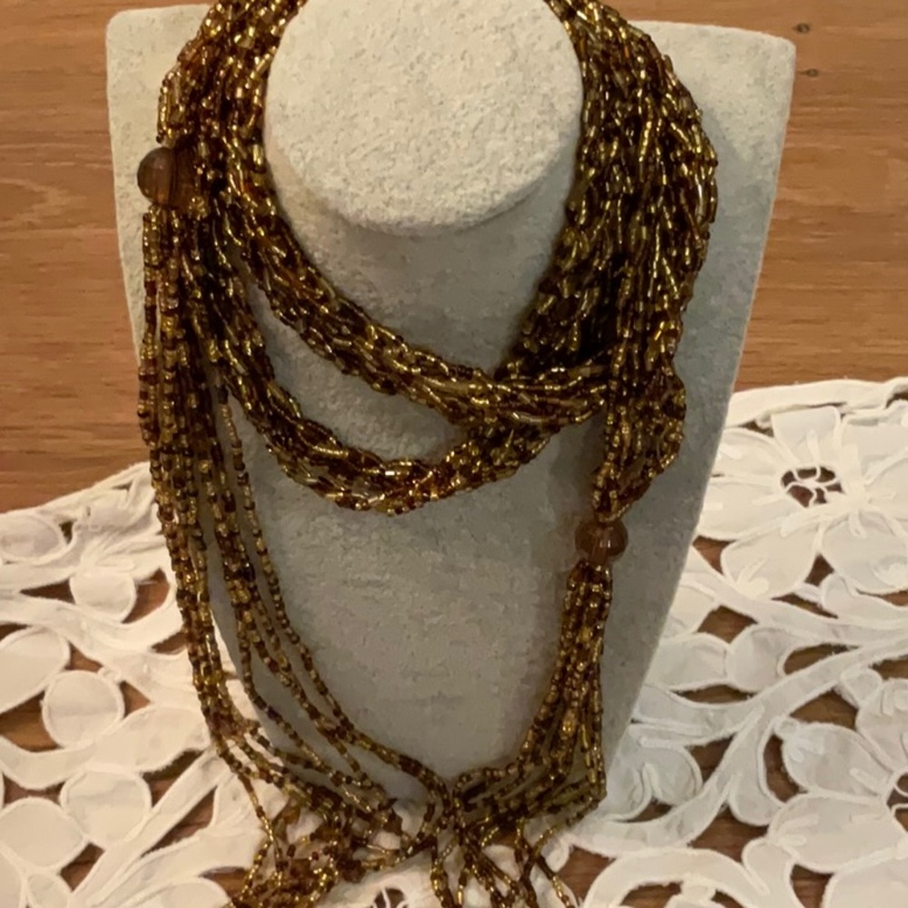 Vintage Flapper Necklace Beaded Tassels Necklace 1920’s Style Wrap Around
